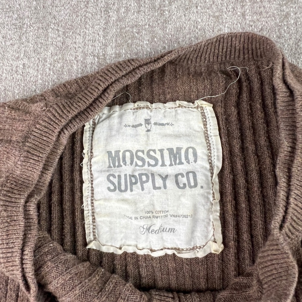 Mossimo Supply Co Brown Ribbed Knit Henley Top Womens Medium Y2K Bella Swan - Picture 2 of 8